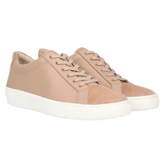 Vince Janna Nude Beige Lace Up Leather Suede Sneakers Shoes 5.5 - Picture 1 of 5